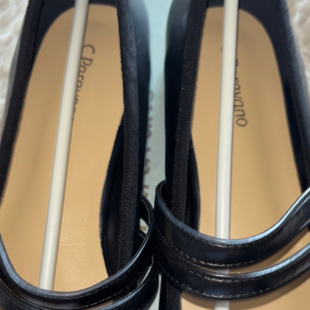 C. Paravano Black Mary Jane Flats with Double Strap - Picture 3 of 8
